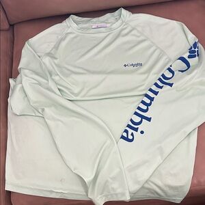 Columbia Lime Green Long Sleeve Shirt with Navy Accents